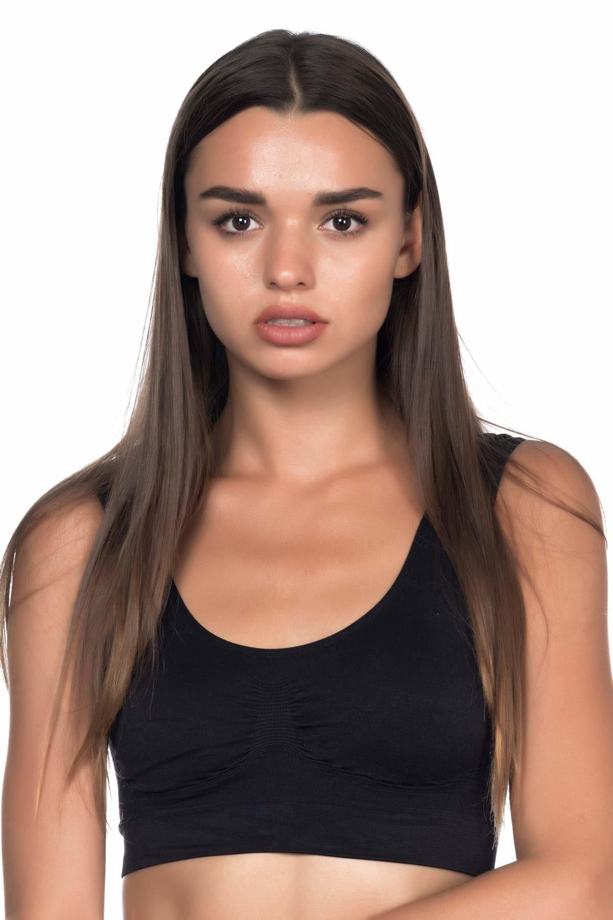 SİYAH DesBerries 4021 Pedli Kalın Askılı Büstiyer