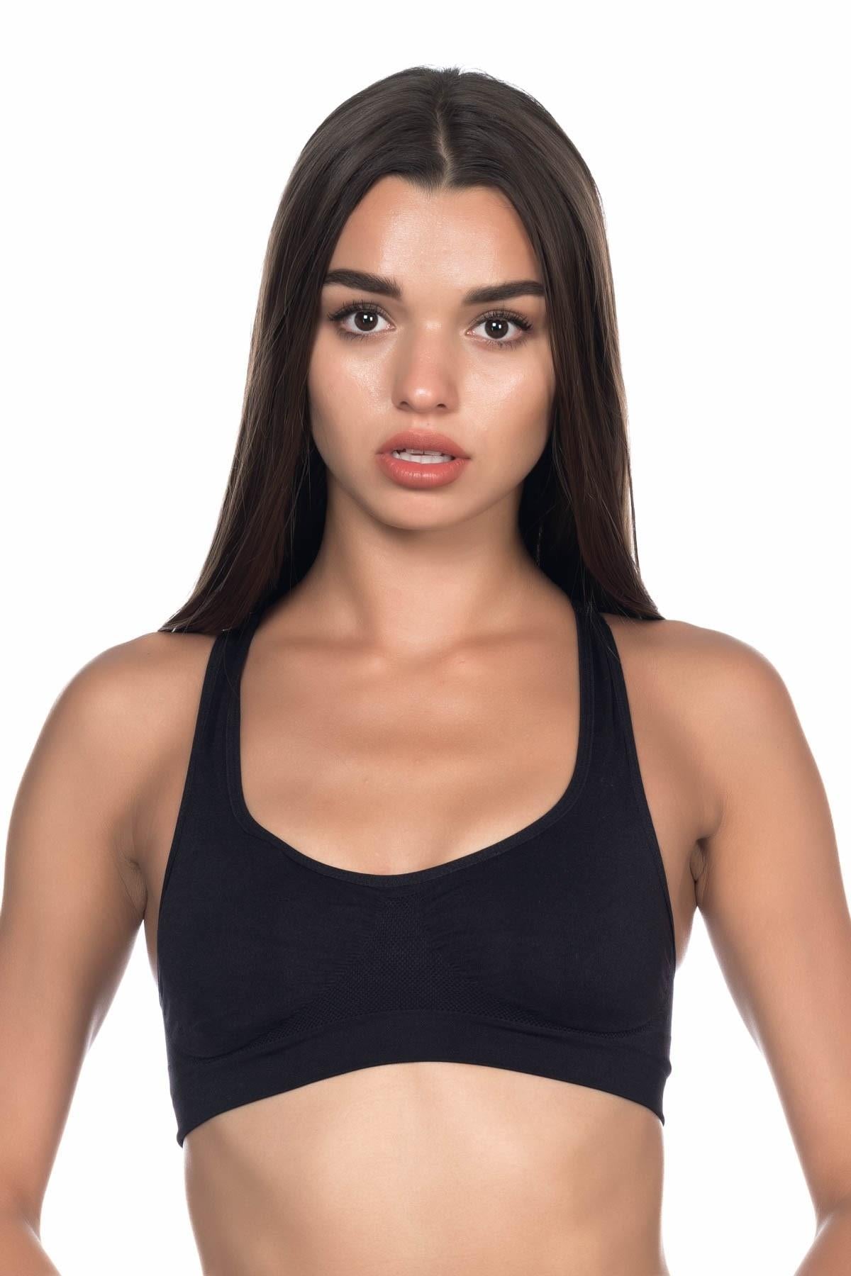 SİYAH DesBerries 4025 Pedli Sporcu Büstiyer