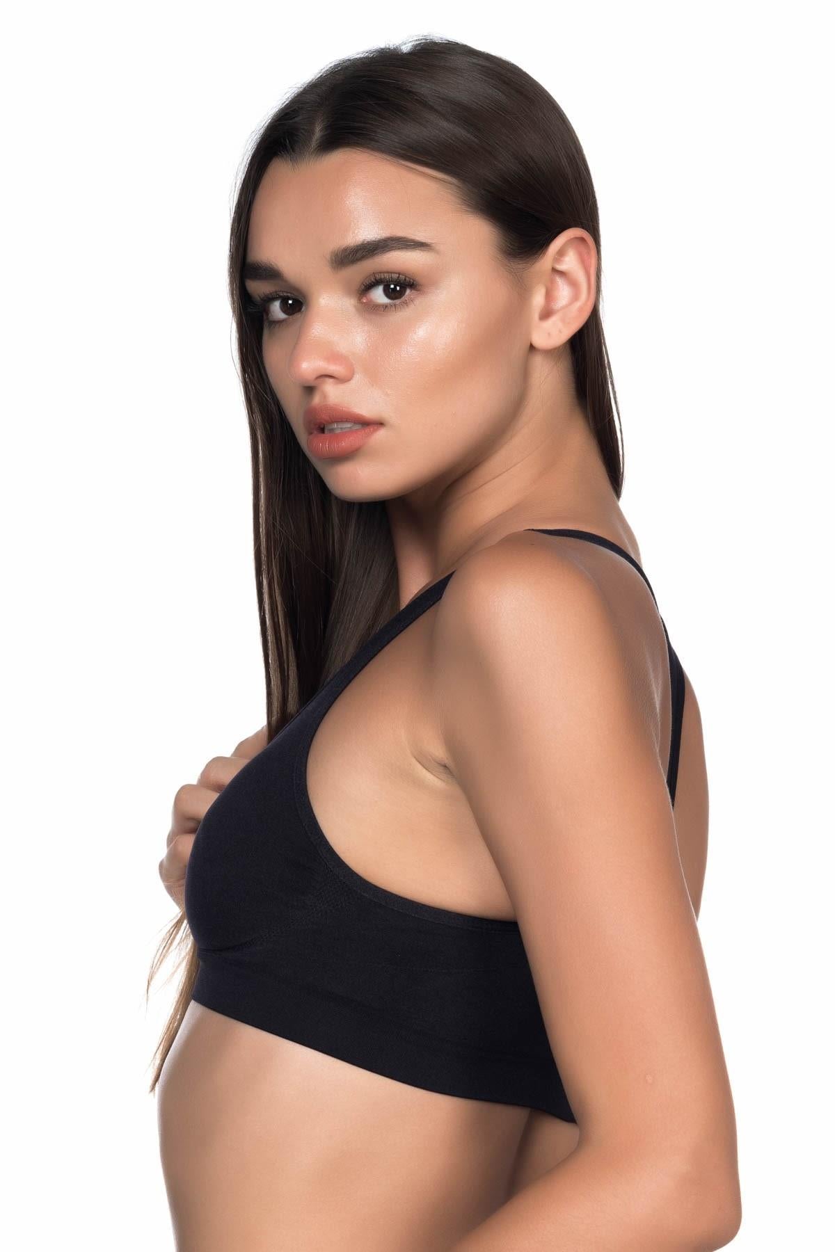 SİYAH DesBerries 4025 Pedli Sporcu Büstiyer