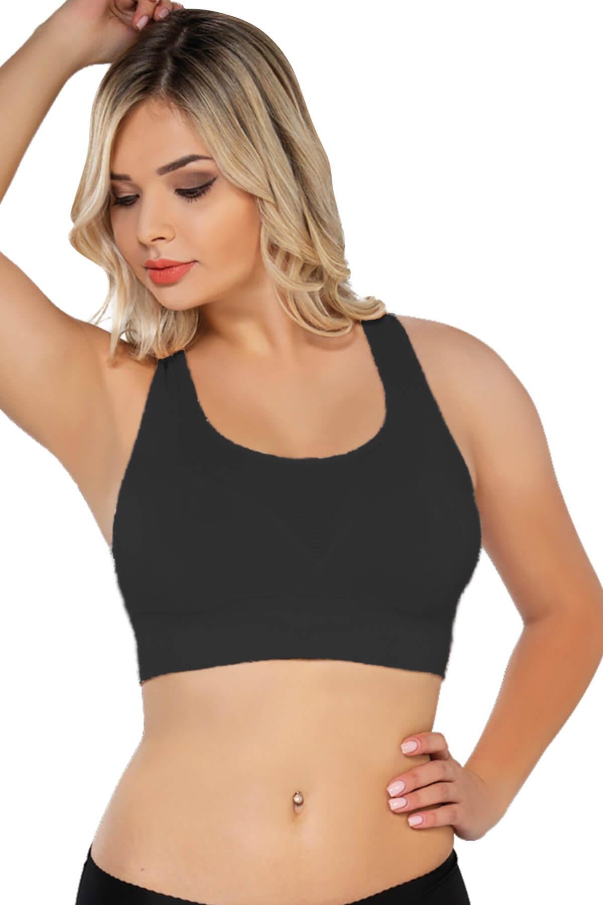 SİYAH DesBerries 4027 Seamless Tül Pedli Toparlayıcı Büstiyer