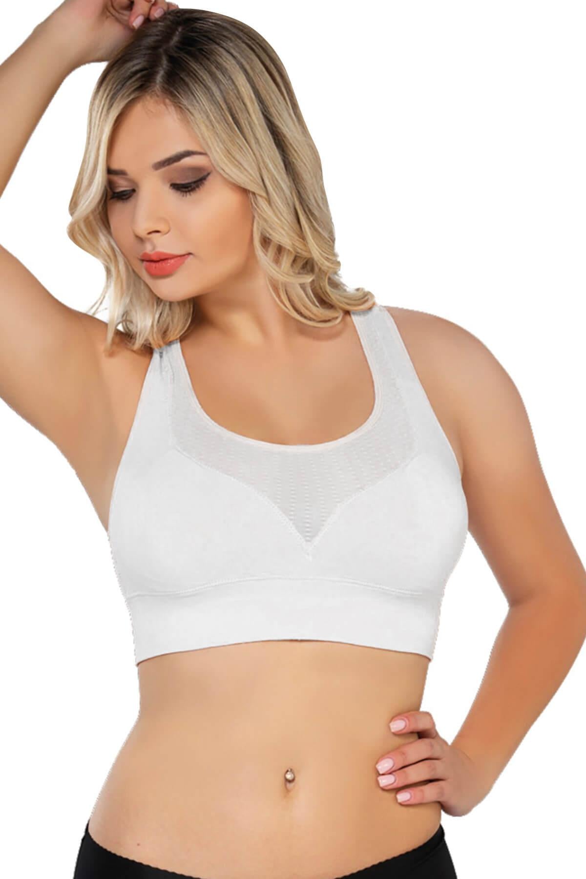 BEYAZ DesBerries 4027 Seamless Tül Pedli Toparlayıcı Büstiyer
