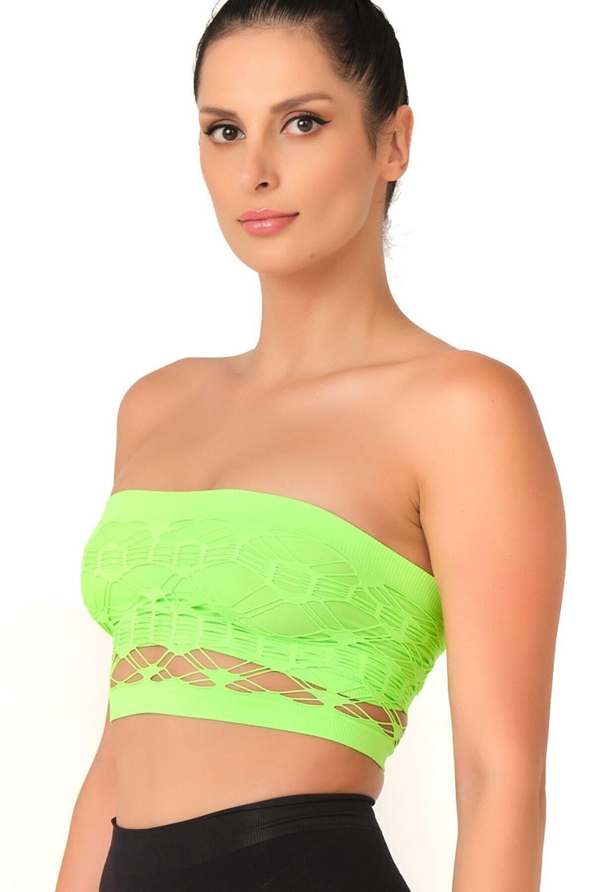 YEŞİL DesBerries 4050 Double Örgü Toparlayıcı Straplez Büstiyer