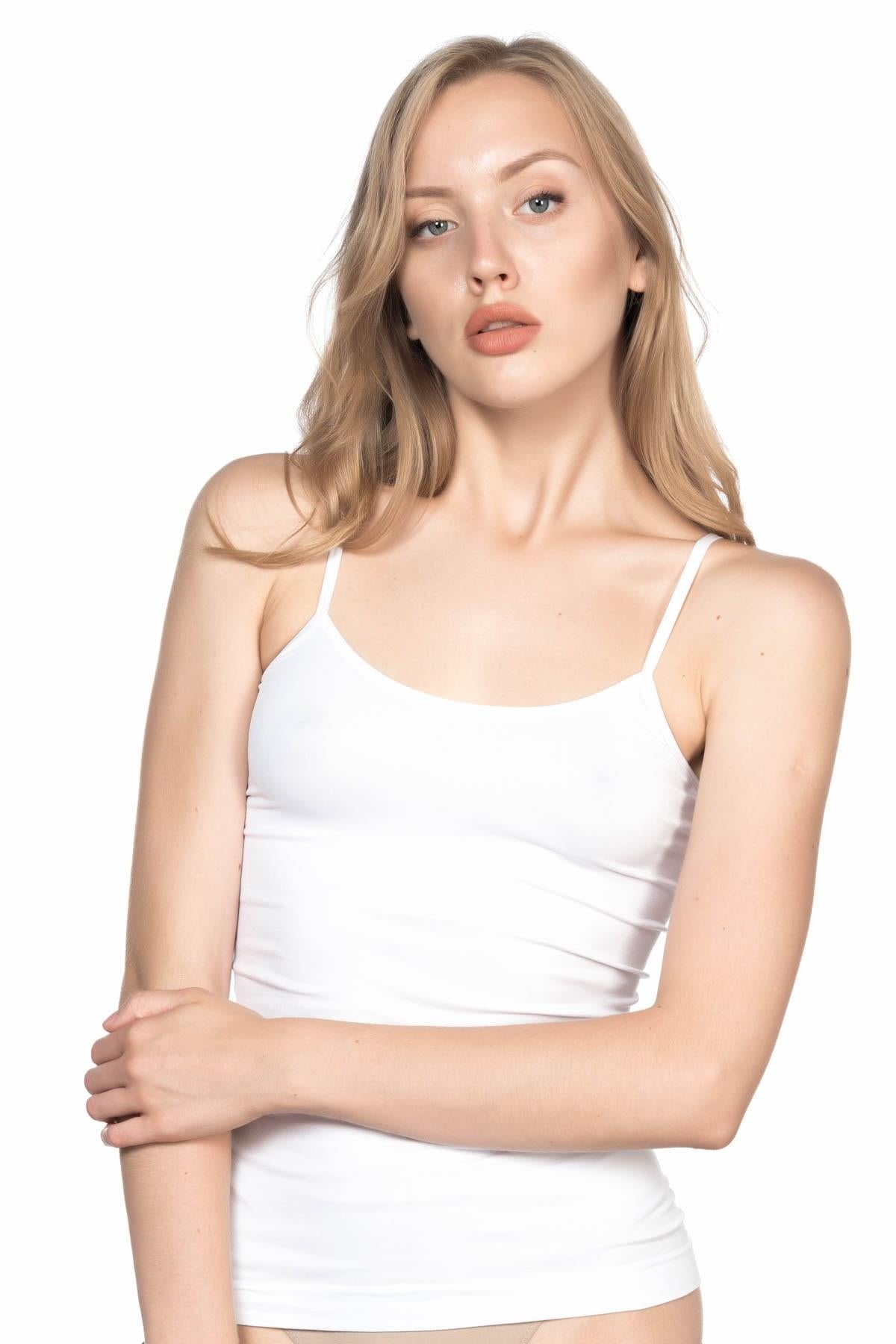 BEYAZ 5001 Soft İp Askılı Uzun Atlet