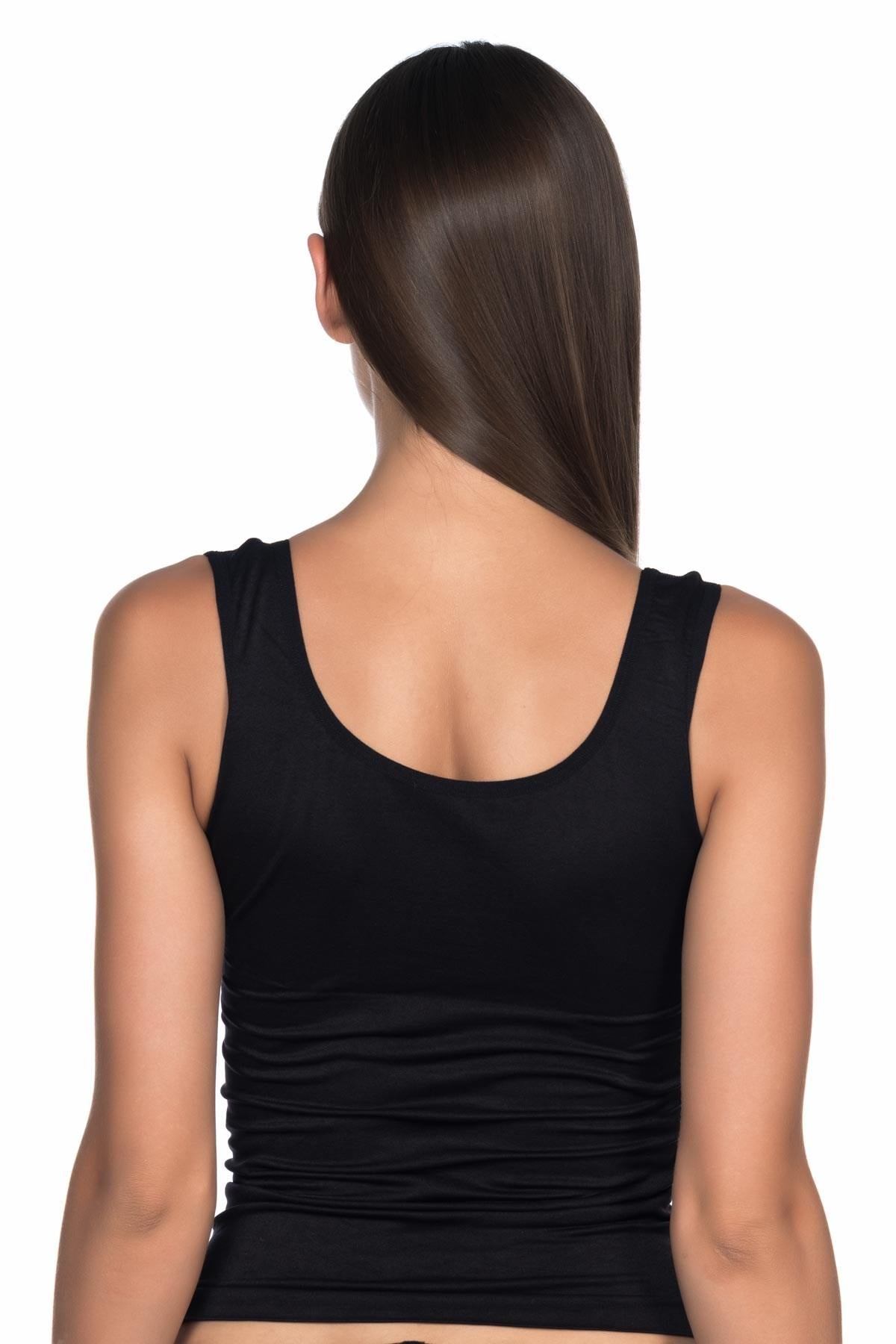 SİYAH DesBerries 5002 Soft Kalın Askılı Uzun Atlet