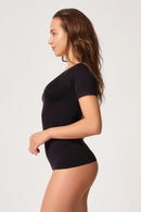SİYAH DesBerries 5004 Soft Yarım Kollu Atlet