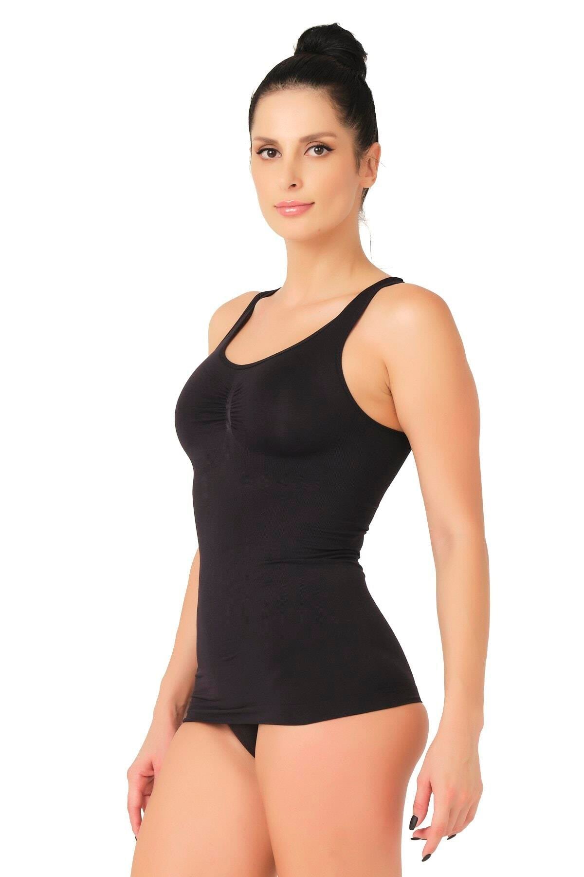 SİYAH DesBerries 5015 Kalın Askılı Atlet Korse