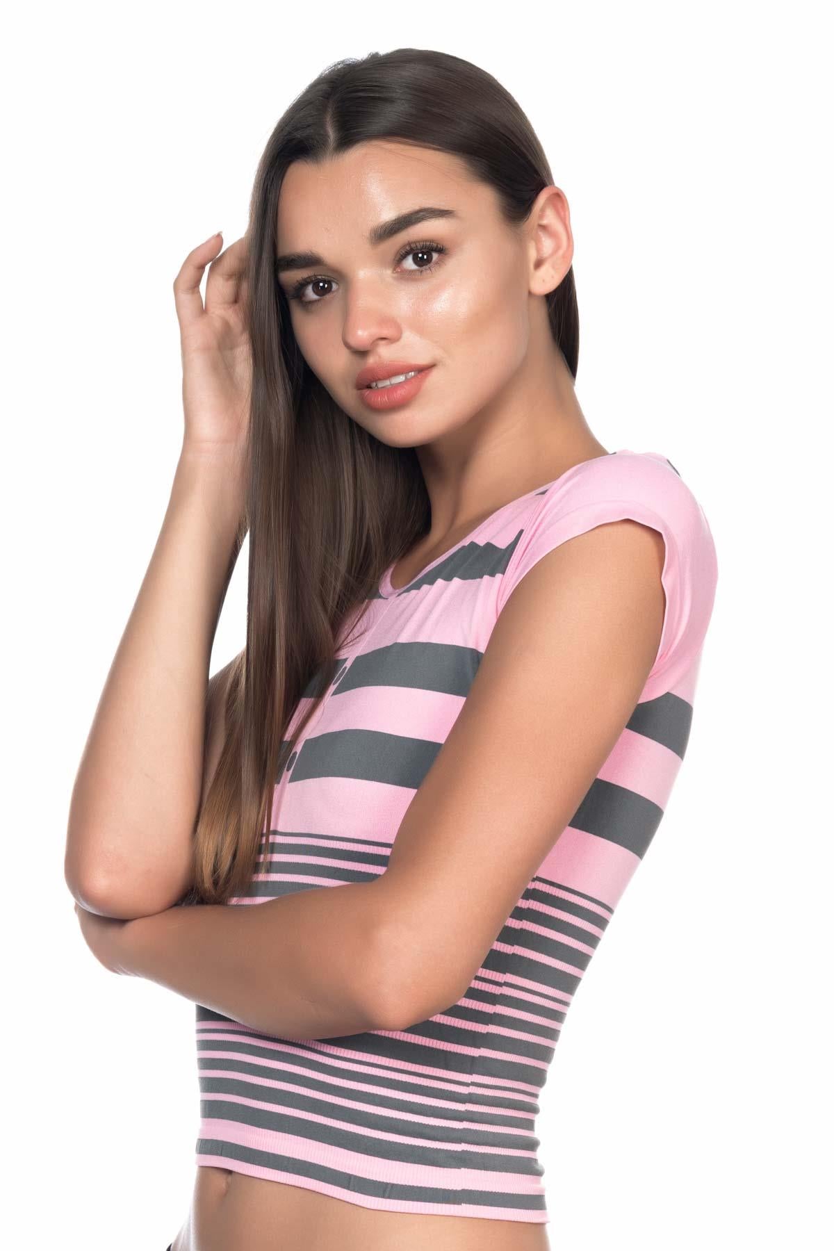 PEMBE GRİ DesBerries 5026 Soft Seamless T Shirt