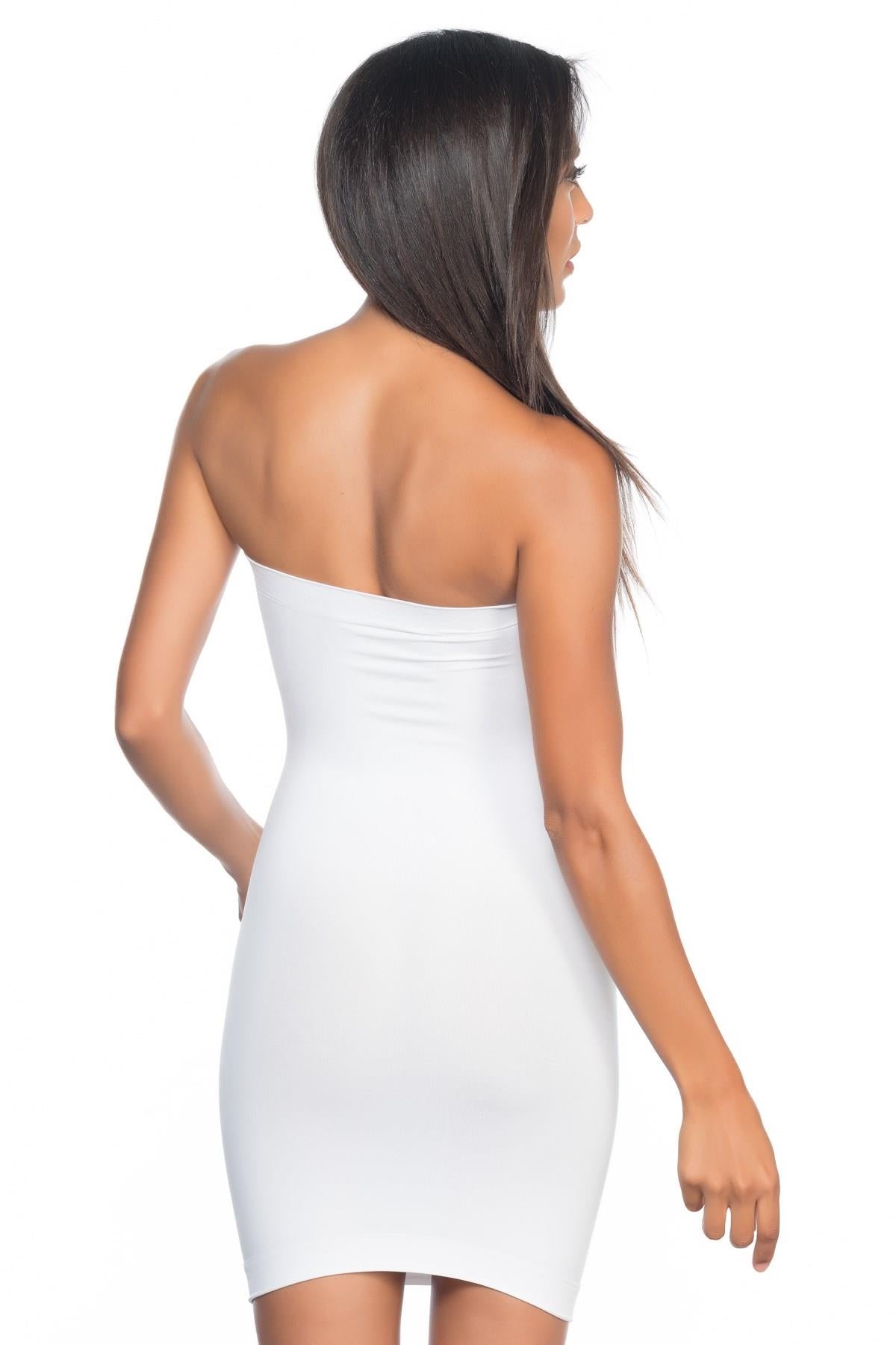 BEYAZ DesBerries 5065 Straplez Elbise Korse