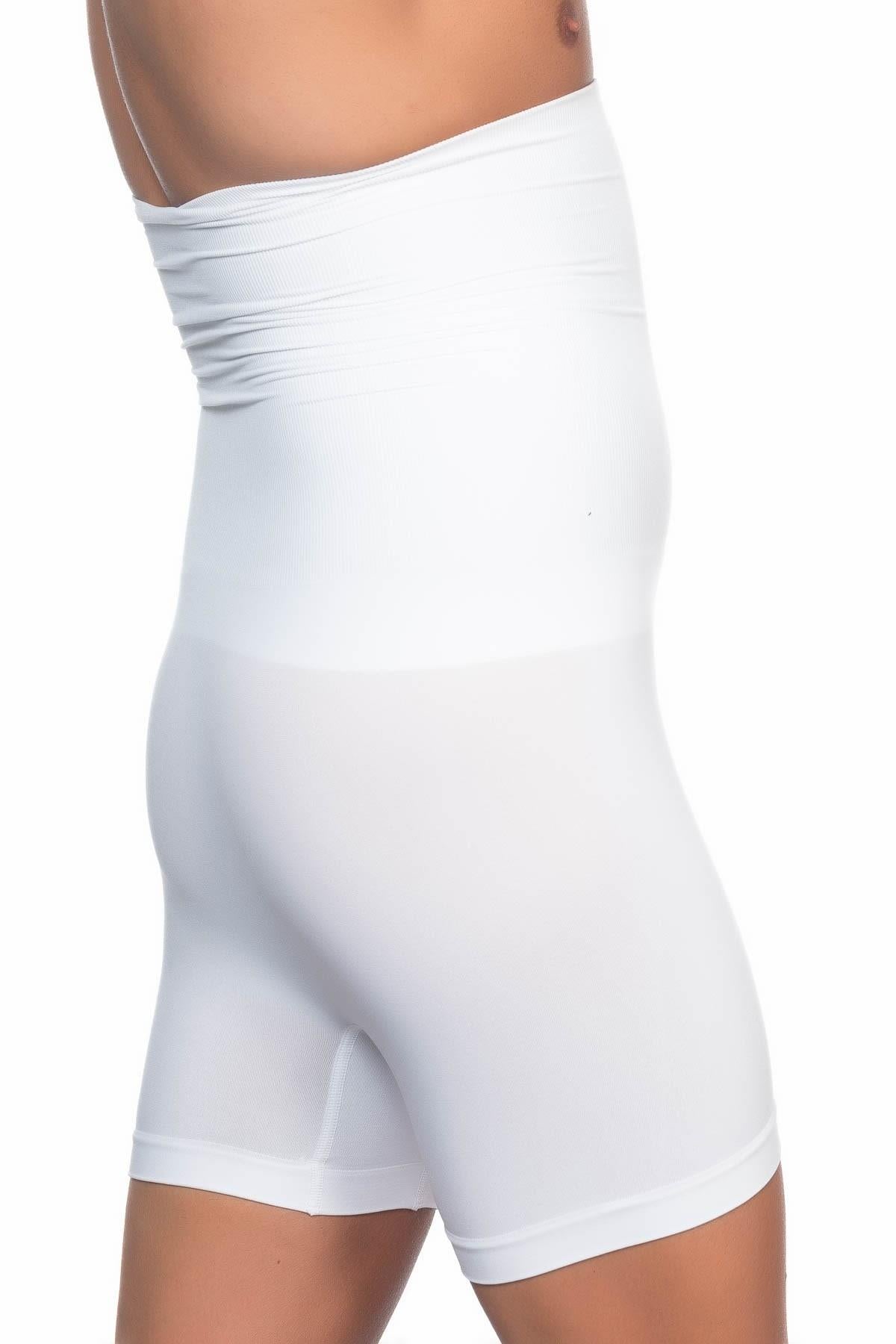 BEYAZ DesBerries E1005 Erkek Yüksek Bel Double Boxer Korse