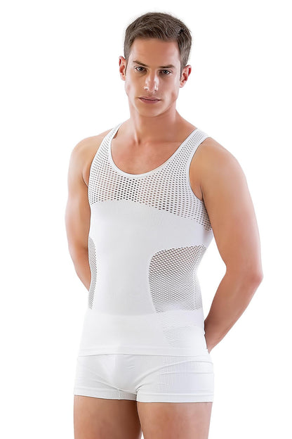 BEYAZ DesBerries E1006 Fileli Erkek Korse Atlet