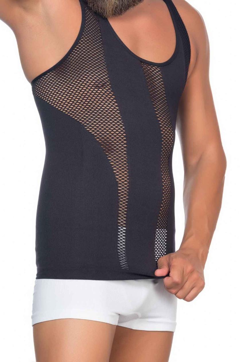 SİYAH DesBerries E1009 Fileli Erkek Korse Atlet