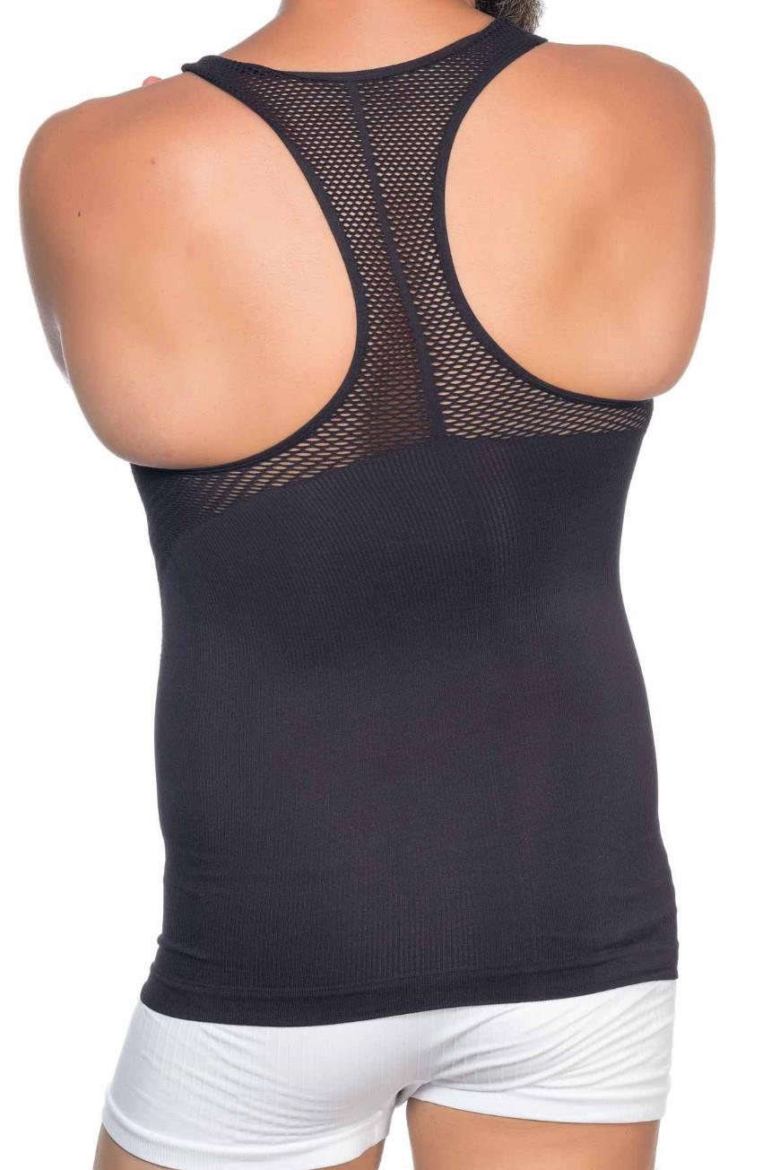 SİYAH DesBerries E1009 Fileli Erkek Korse Atlet