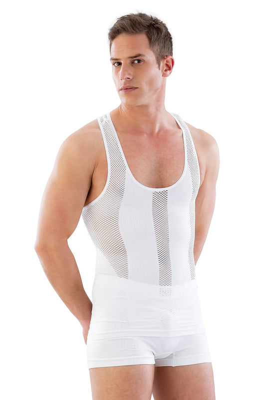 BEYAZ DesBerries E1009 Fileli Erkek Korse Atlet