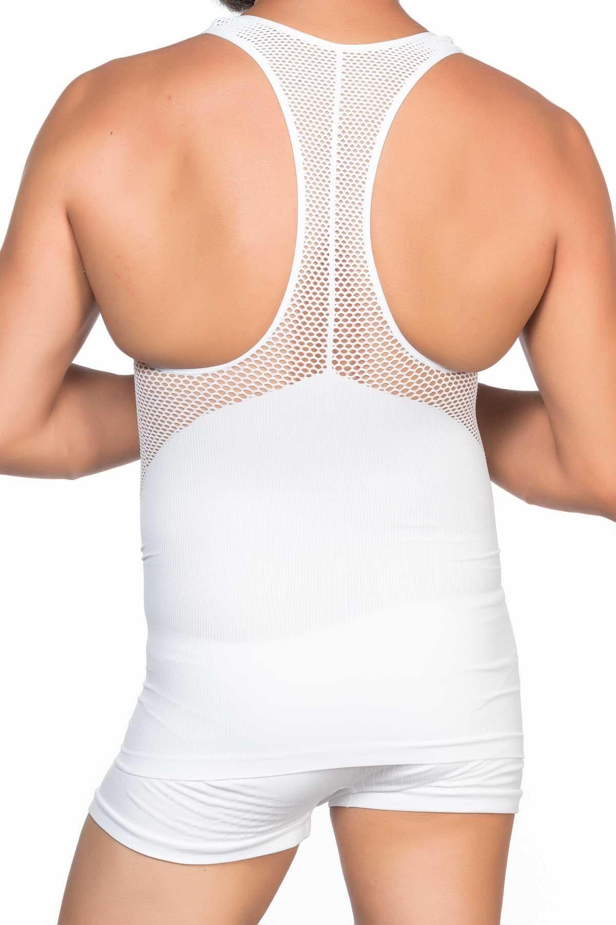 BEYAZ DesBerries E1009 Fileli Erkek Korse Atlet